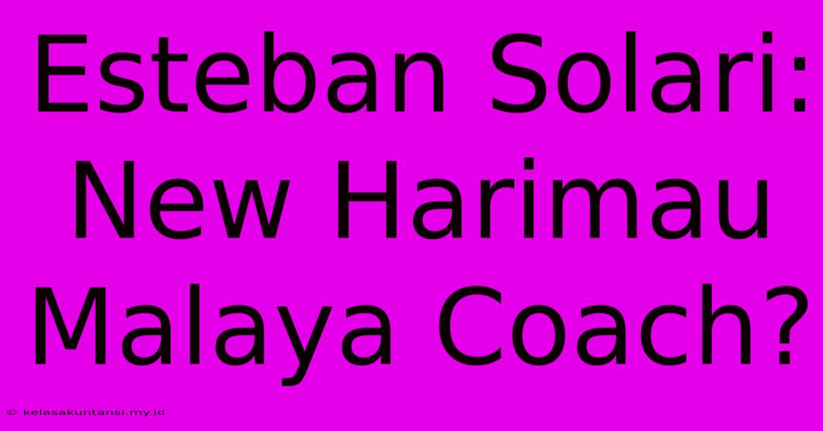 Esteban Solari: New Harimau Malaya Coach?