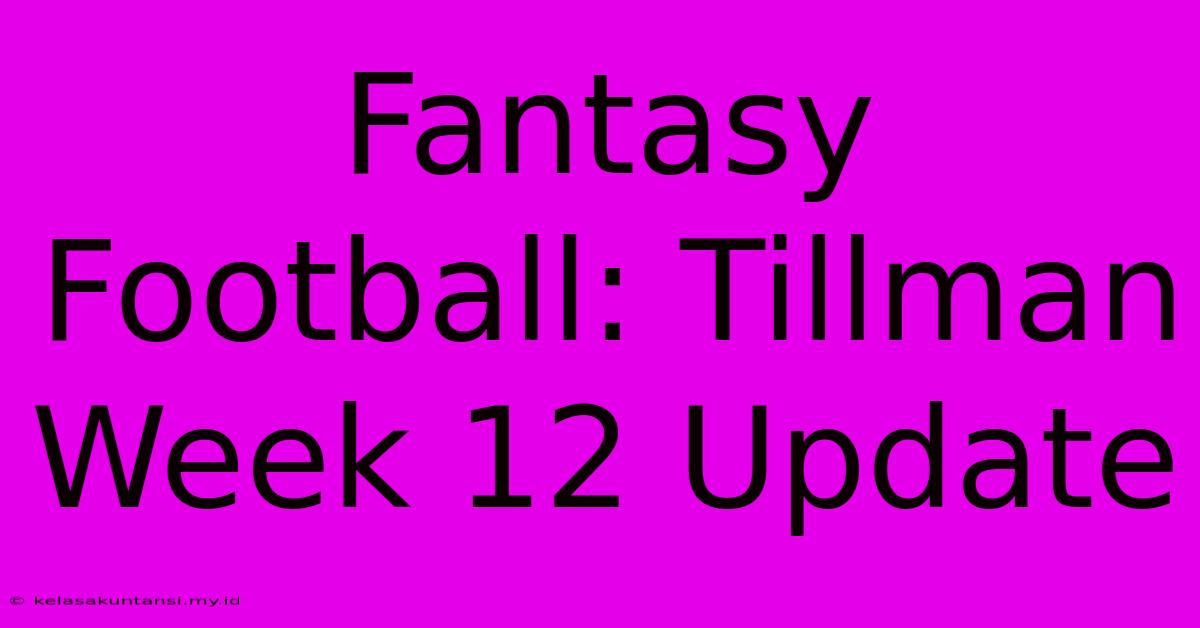 Fantasy Football: Tillman Week 12 Update