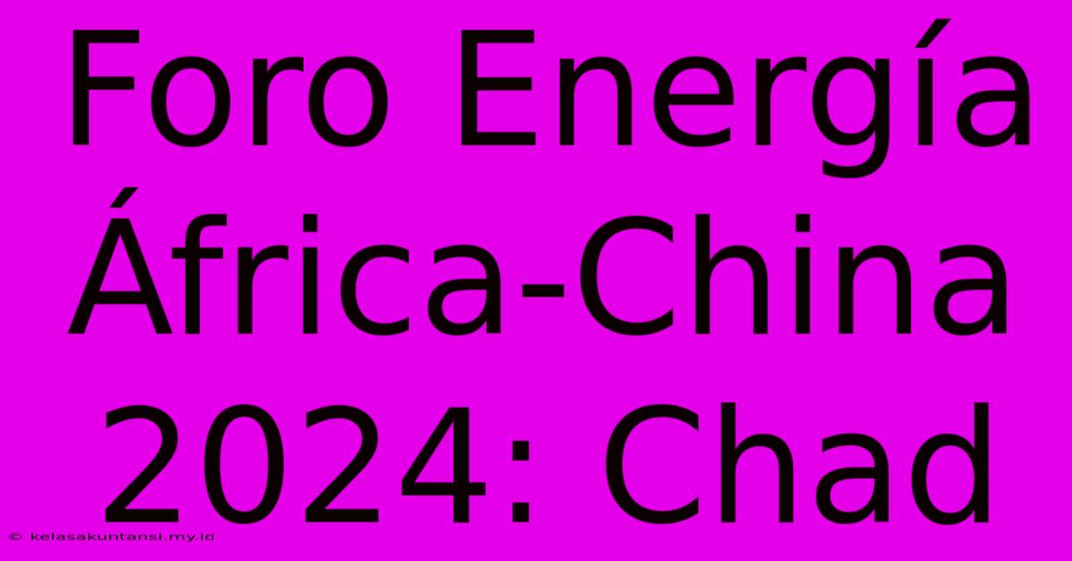 Foro Energía África-China 2024: Chad