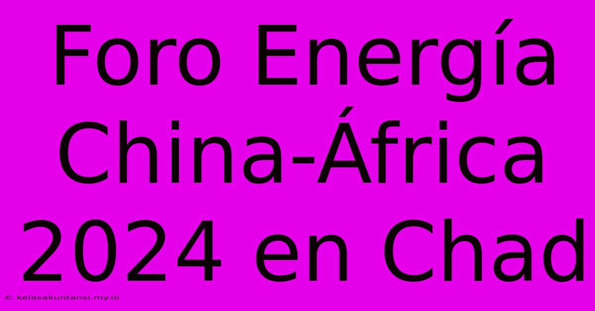 Foro Energía China-África 2024 En Chad