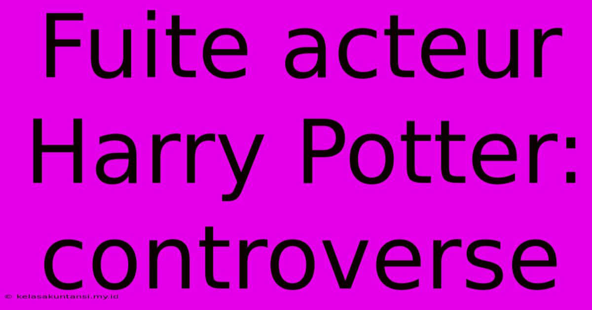 Fuite Acteur Harry Potter:  Controverse