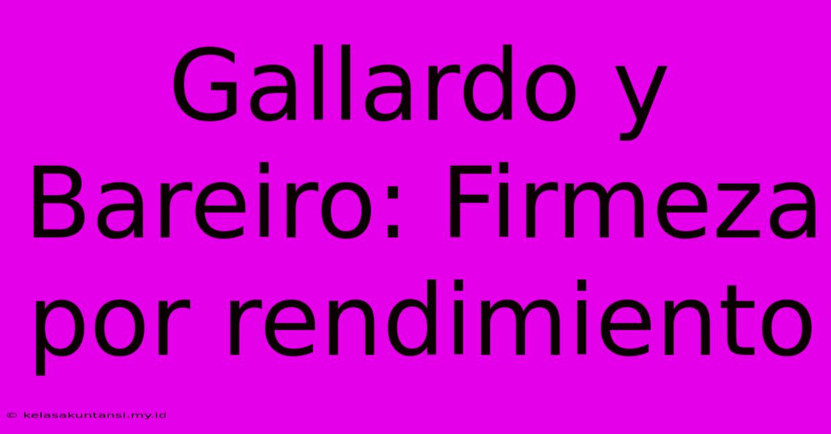 Gallardo Y Bareiro: Firmeza Por Rendimiento