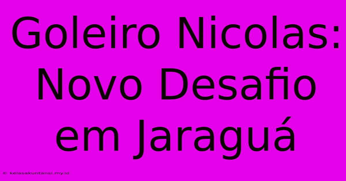 Goleiro Nicolas: Novo Desafio Em Jaraguá