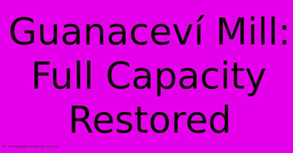 Guanaceví Mill: Full Capacity Restored