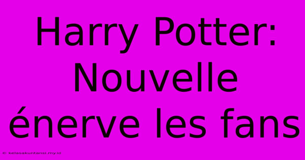 Harry Potter: Nouvelle Énerve Les Fans