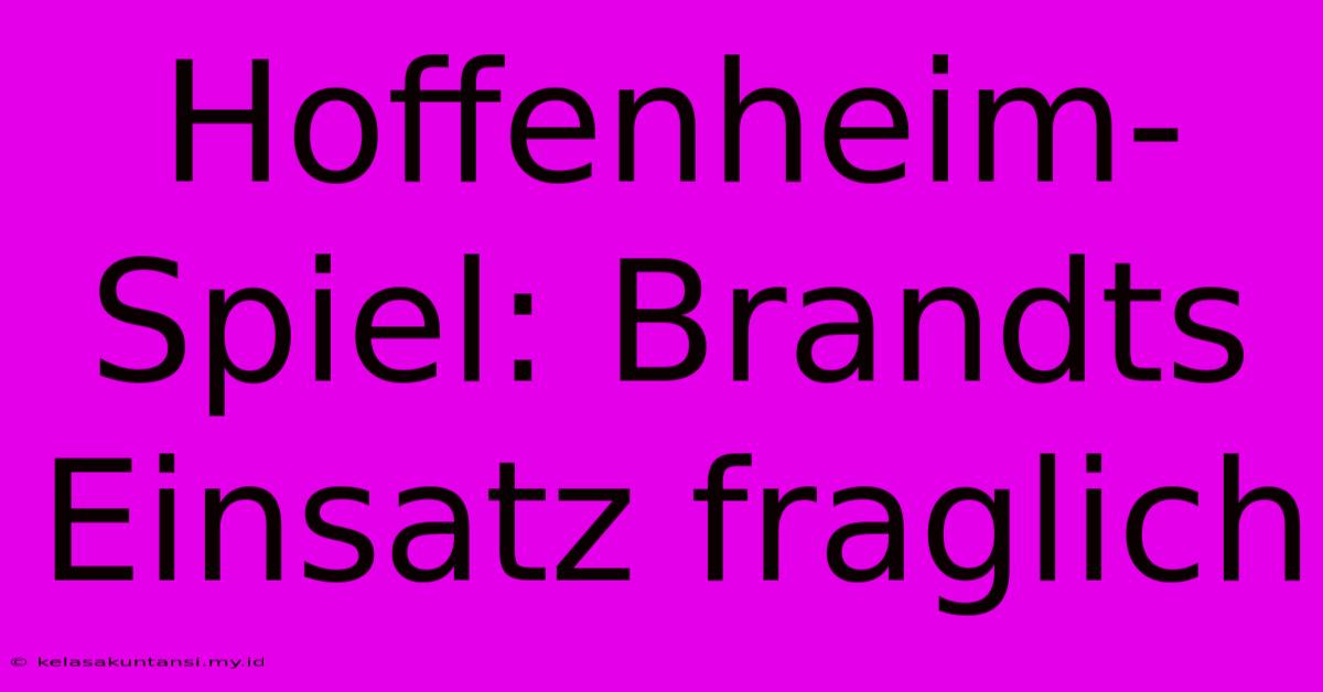 Hoffenheim-Spiel: Brandts Einsatz Fraglich