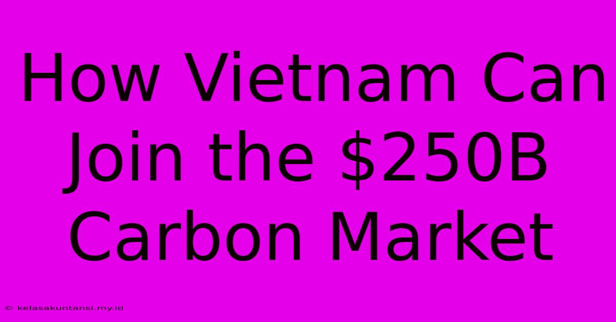 How Vietnam Can Join The $250B Carbon Market