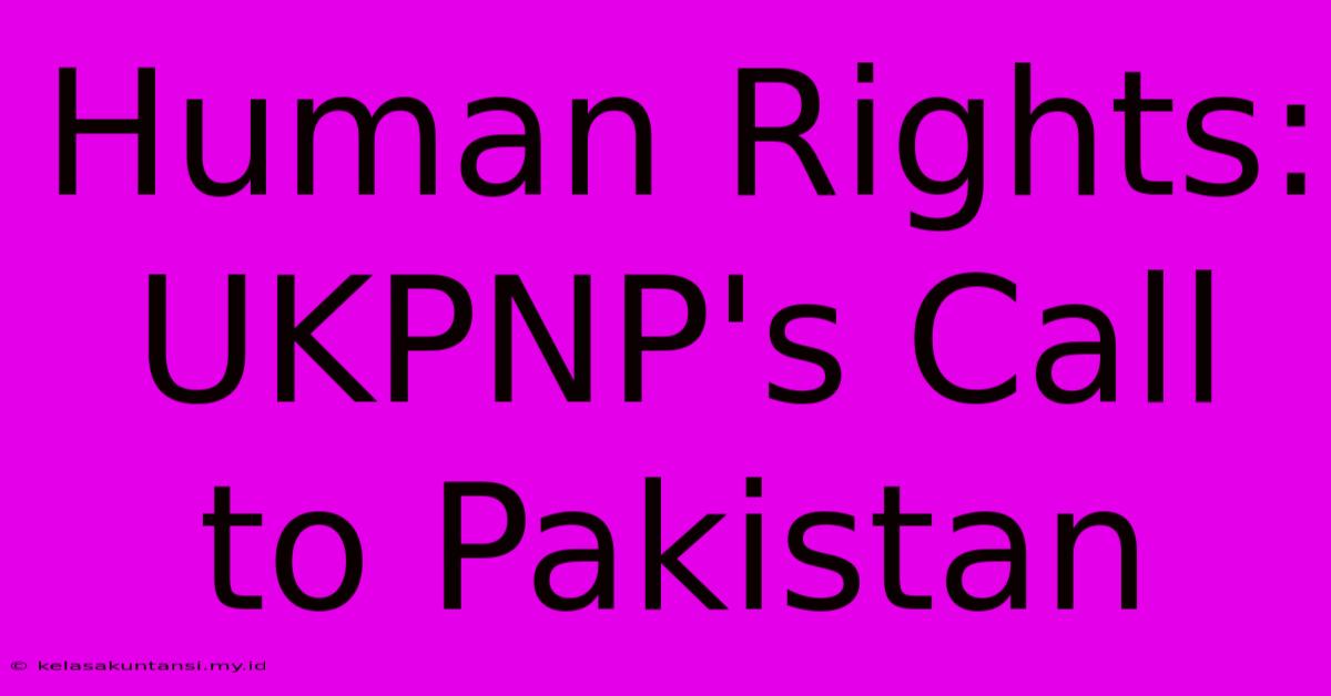 Human Rights: UKPNP's Call To Pakistan