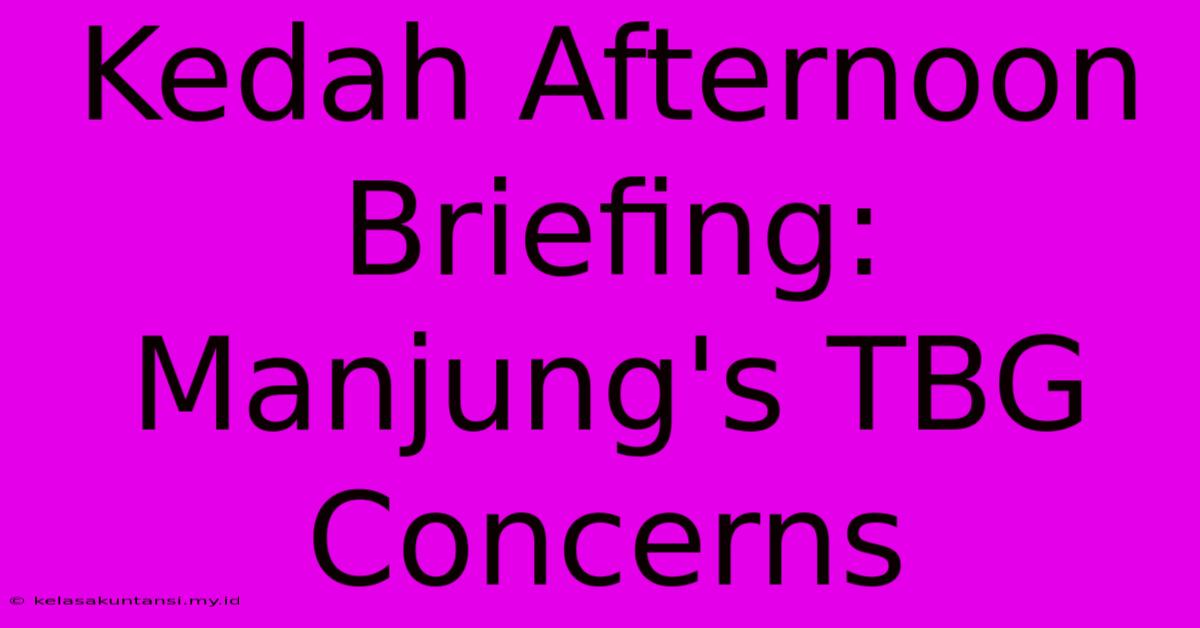 Kedah Afternoon Briefing: Manjung's TBG Concerns