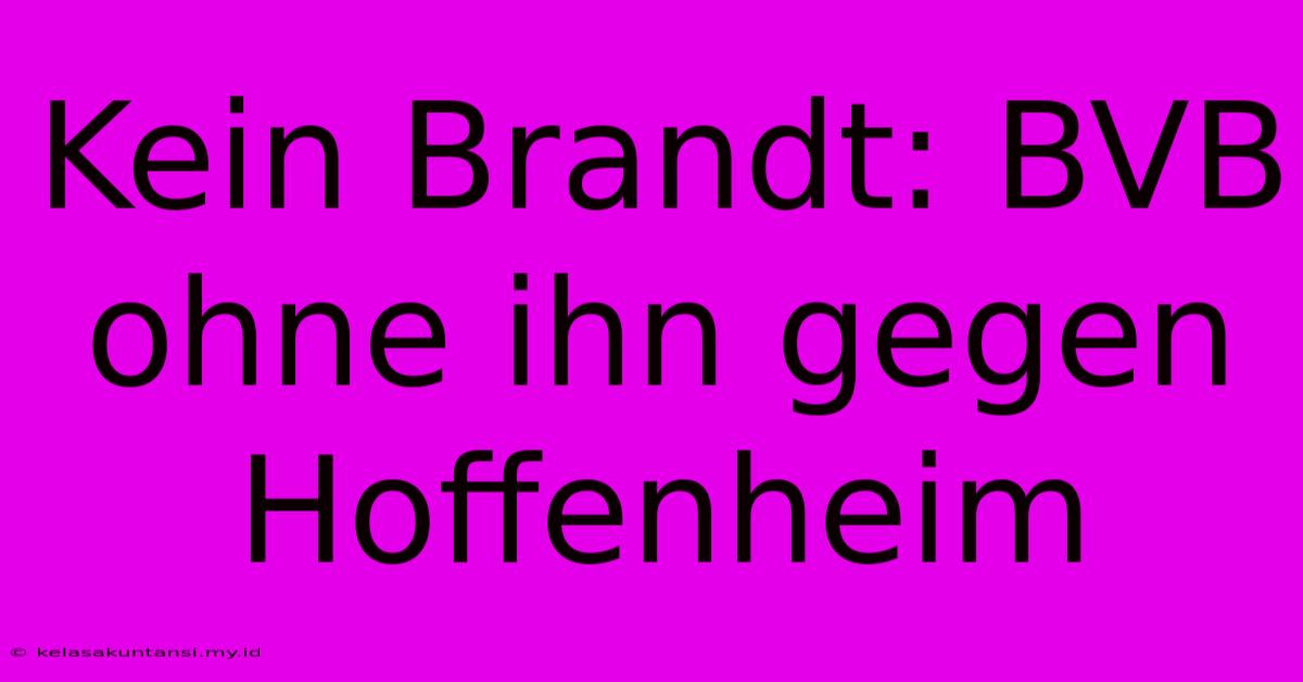 Kein Brandt: BVB Ohne Ihn Gegen Hoffenheim