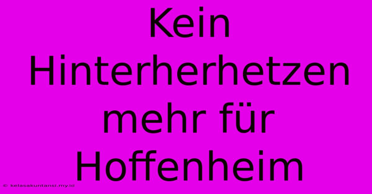 Kein Hinterherhetzen Mehr Für Hoffenheim