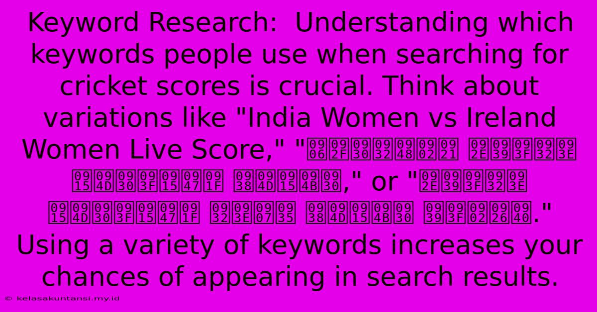 Keyword Research:  Understanding Which Keywords People Use When Searching For Cricket Scores Is Crucial. Think About Variations Like 