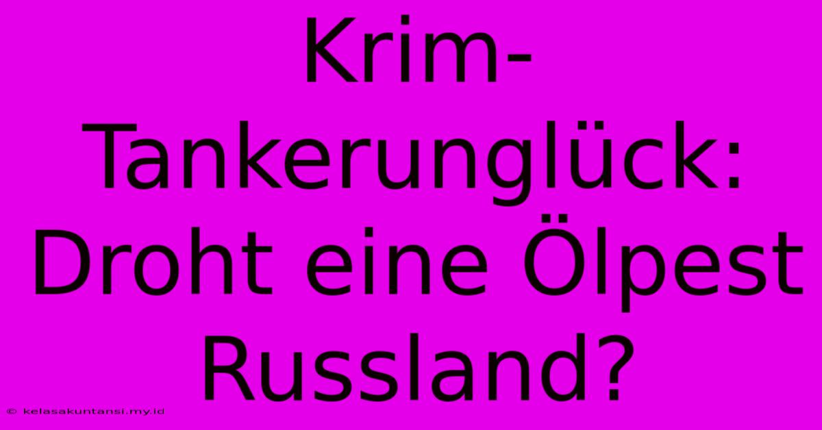 Krim-Tankerunglück: Droht Eine Ölpest Russland?