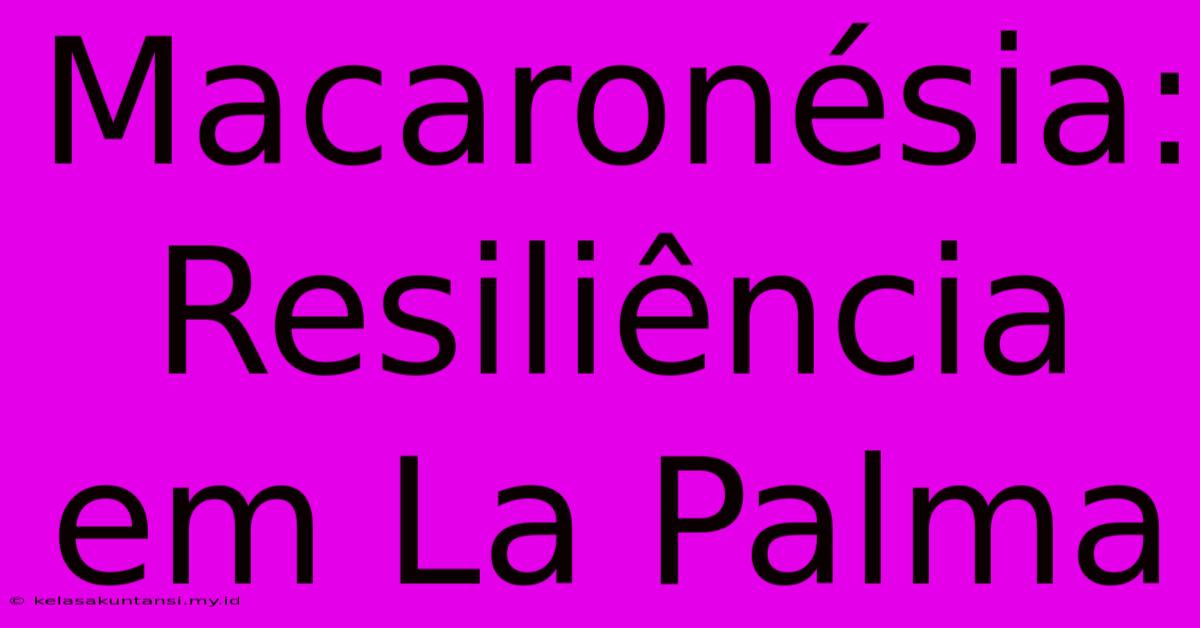 Macaronésia: Resiliência Em La Palma