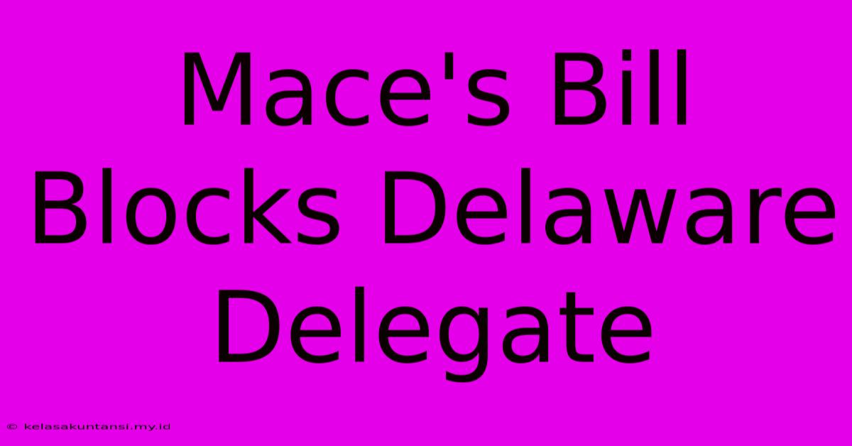 Mace's Bill Blocks Delaware Delegate