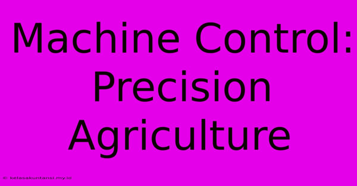 Machine Control: Precision Agriculture