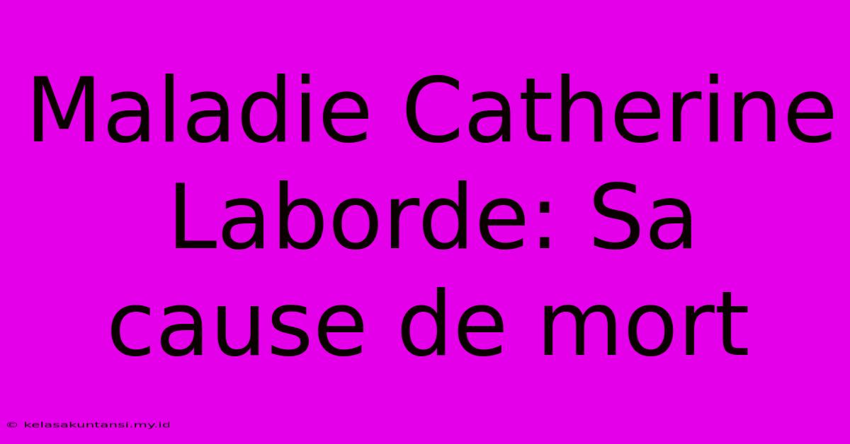 Maladie Catherine Laborde: Sa Cause De Mort