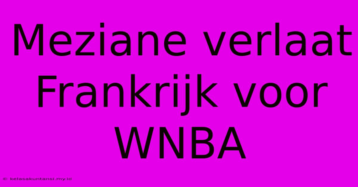 Meziane Verlaat Frankrijk Voor WNBA