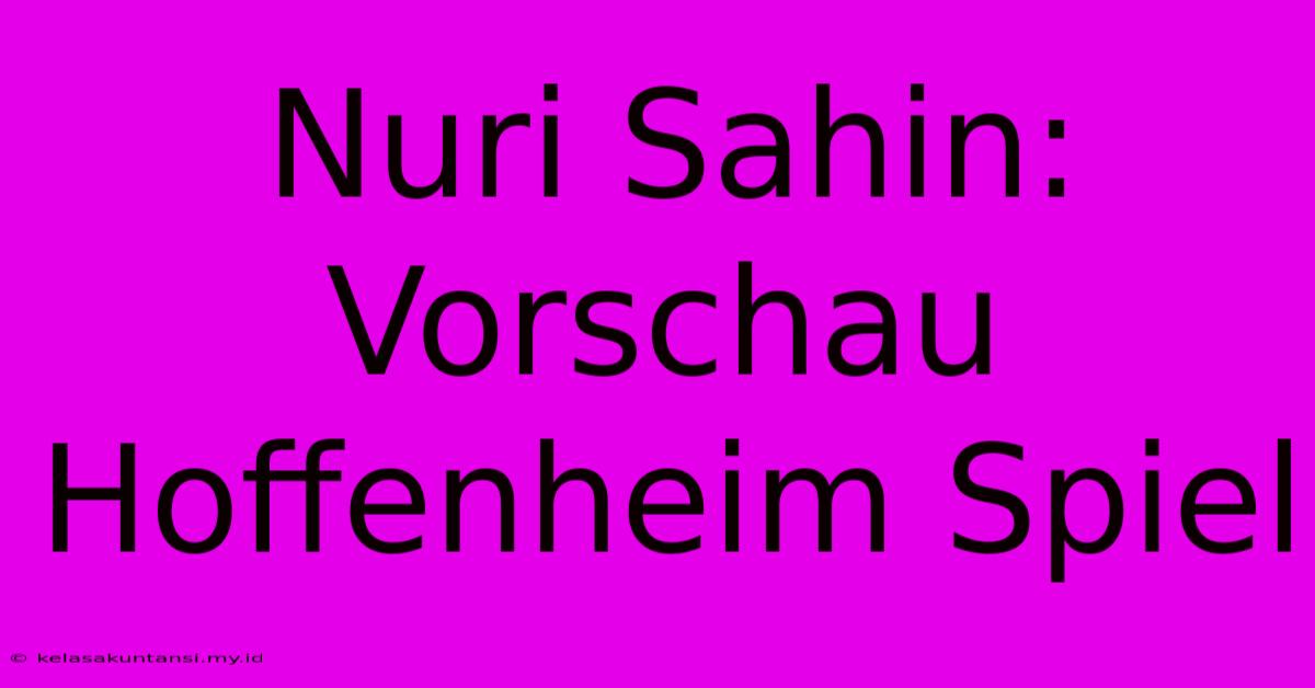 Nuri Sahin: Vorschau Hoffenheim Spiel