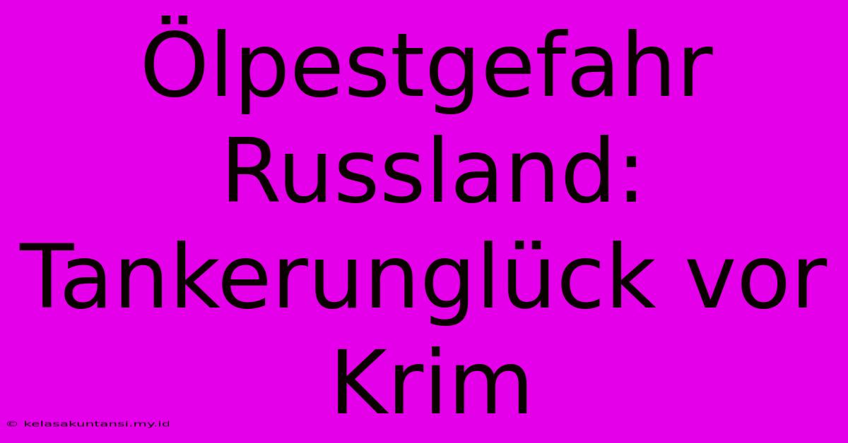 Ölpestgefahr Russland: Tankerunglück Vor Krim