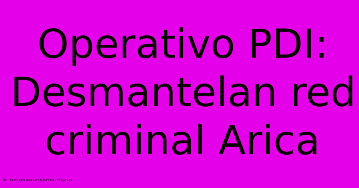 Operativo PDI: Desmantelan Red Criminal Arica