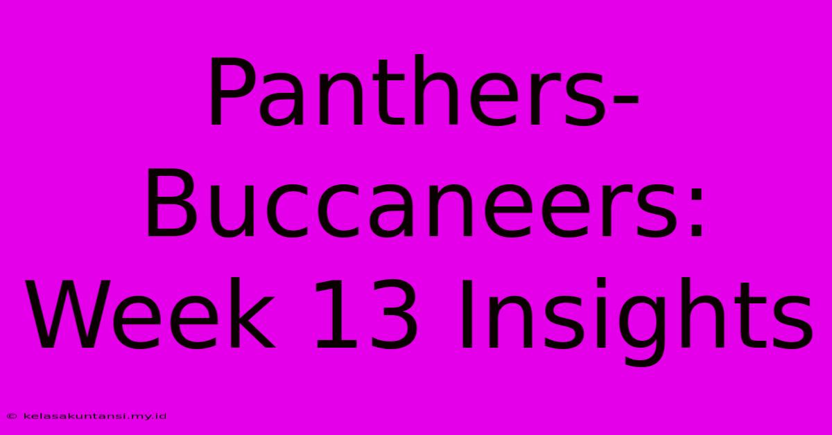 Panthers-Buccaneers: Week 13 Insights