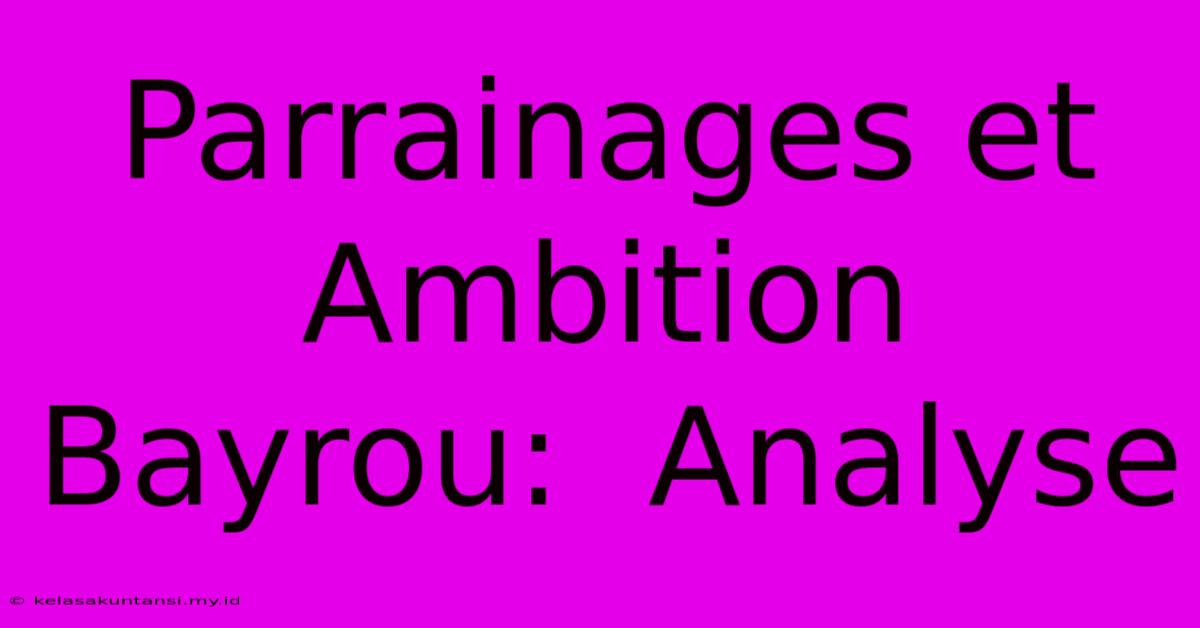 Parrainages Et Ambition Bayrou:  Analyse