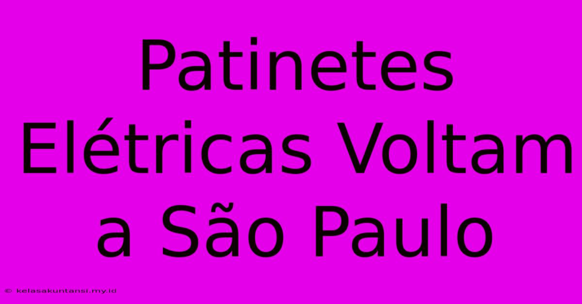 Patinetes Elétricas Voltam A São Paulo