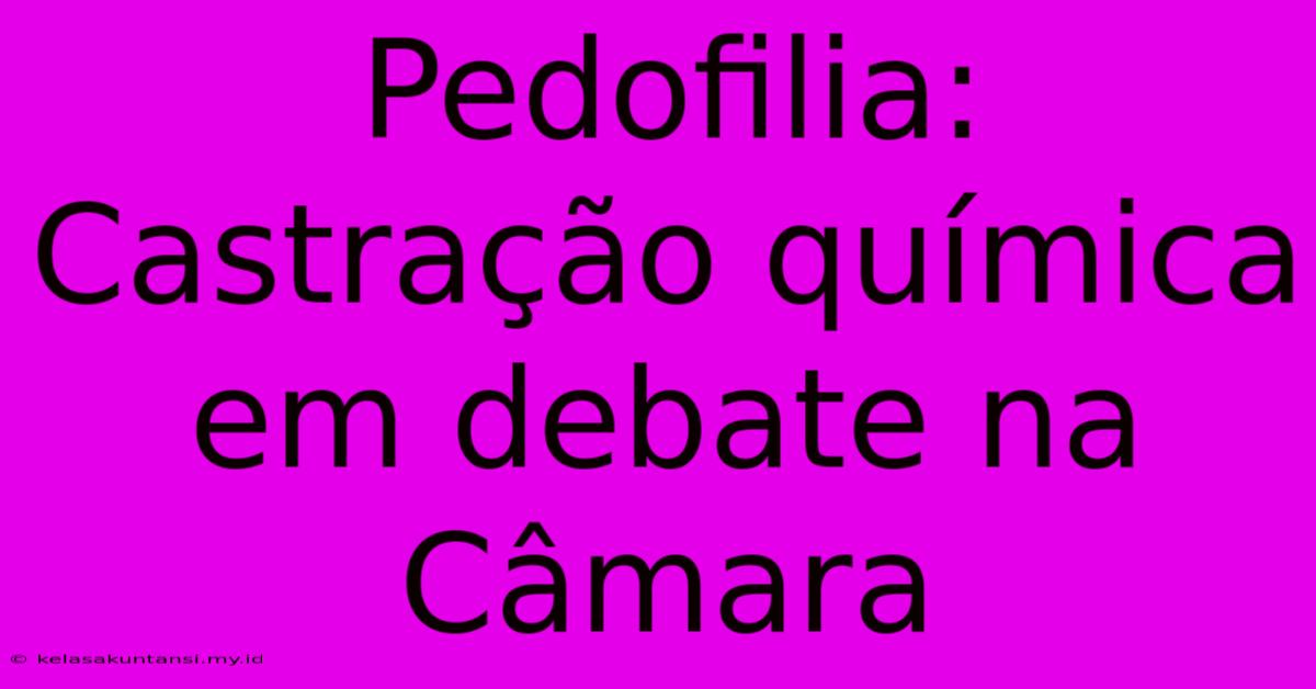 Pedofilia: Castração Química Em Debate Na Câmara