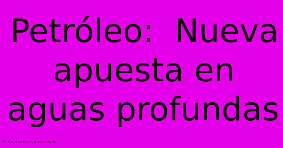 Petróleo:  Nueva Apuesta En Aguas Profundas