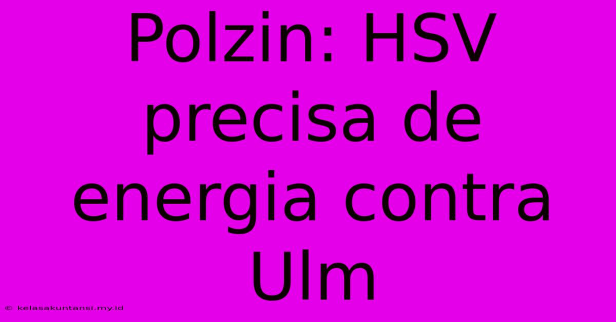 Polzin: HSV Precisa De Energia Contra Ulm