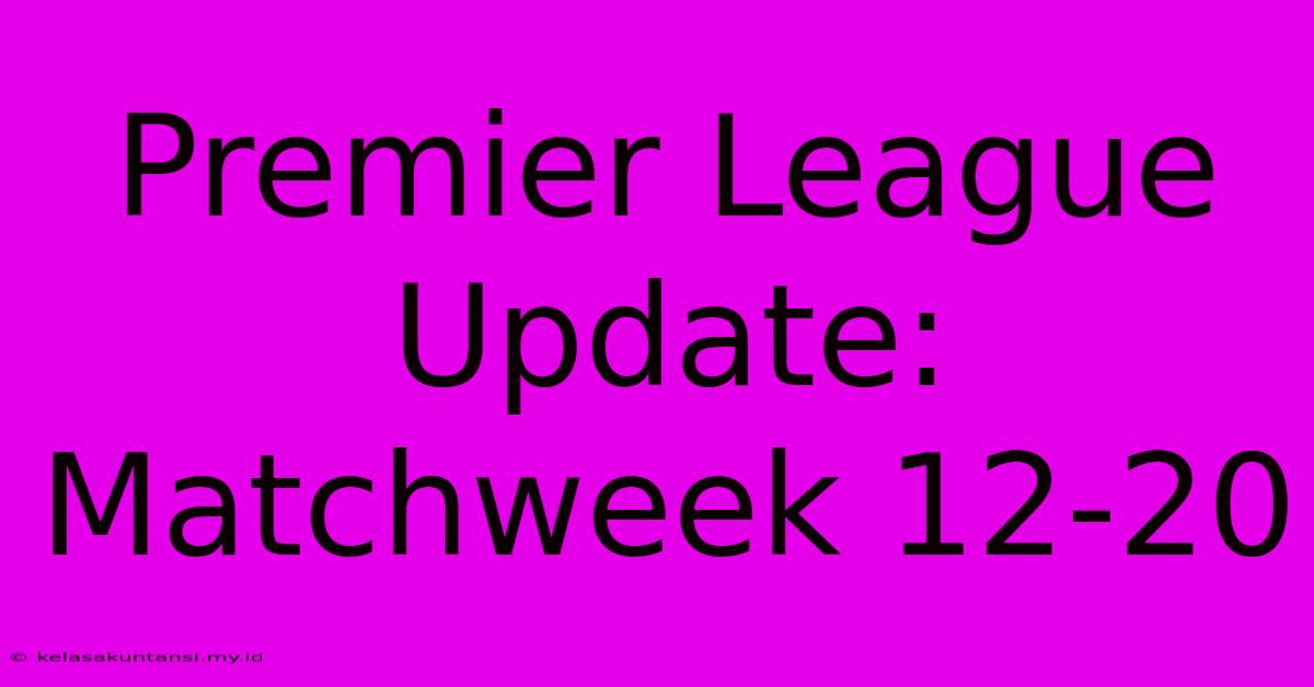 Premier League Update: Matchweek 12-20