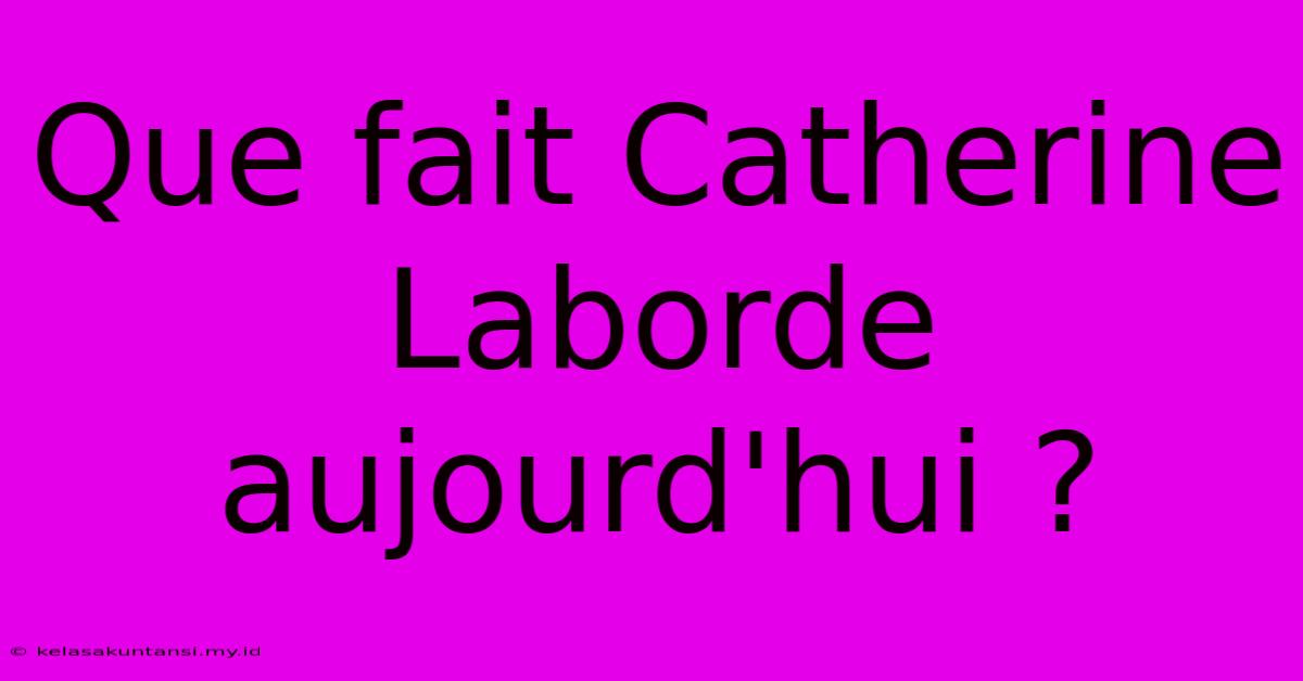 Que Fait Catherine Laborde Aujourd'hui ?