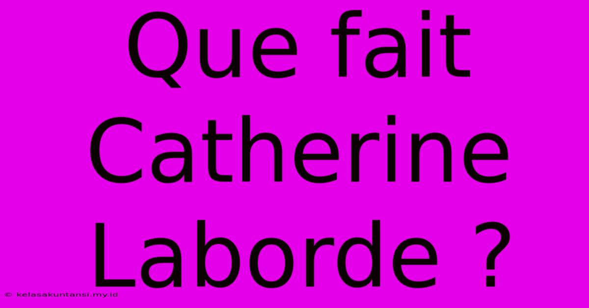 Que Fait Catherine Laborde ?