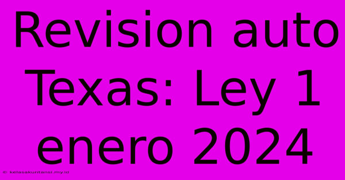 Revision Auto Texas: Ley 1 Enero 2024