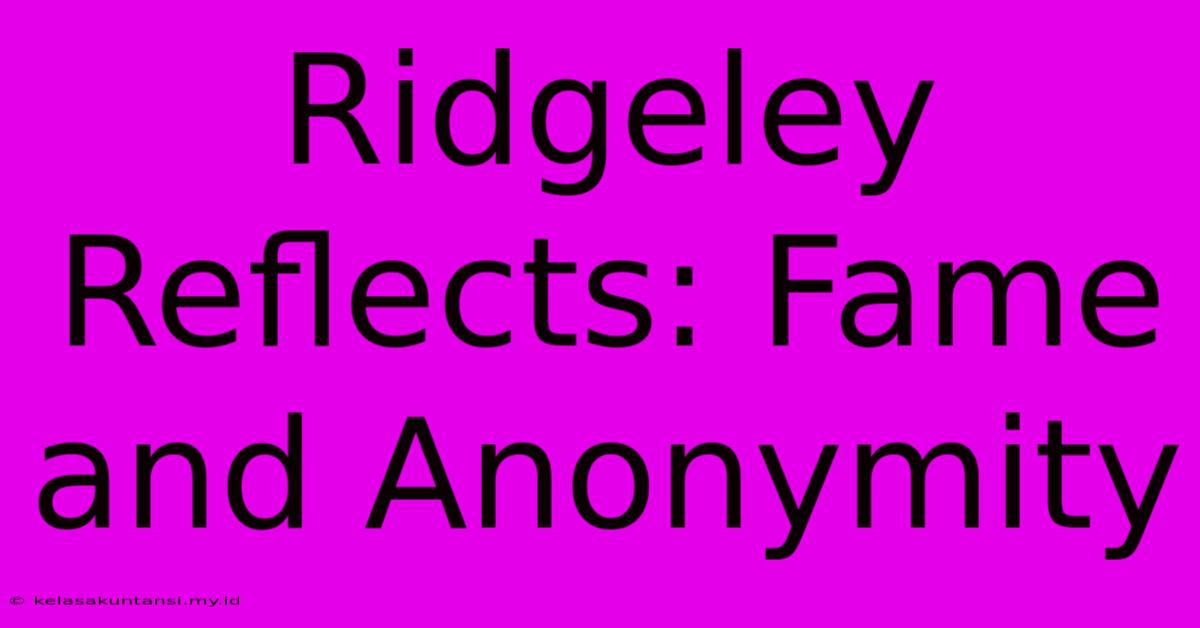 Ridgeley Reflects: Fame And Anonymity