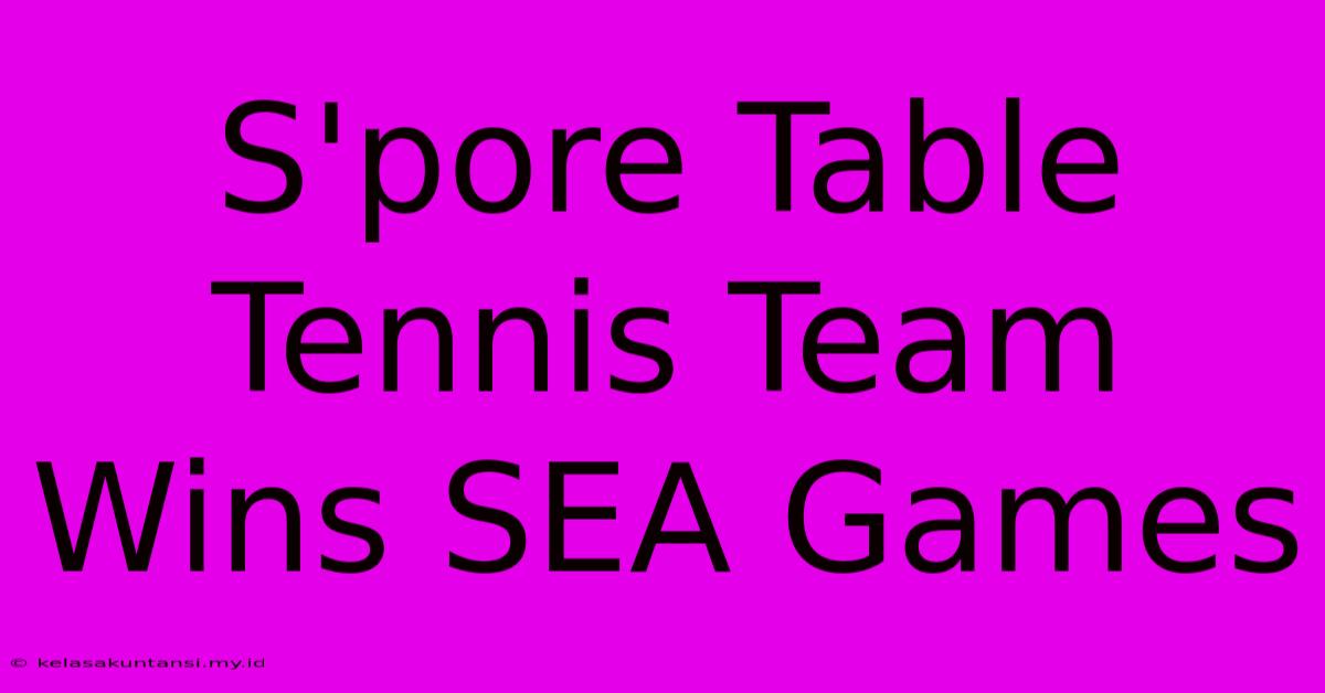 S'pore Table Tennis Team Wins SEA Games