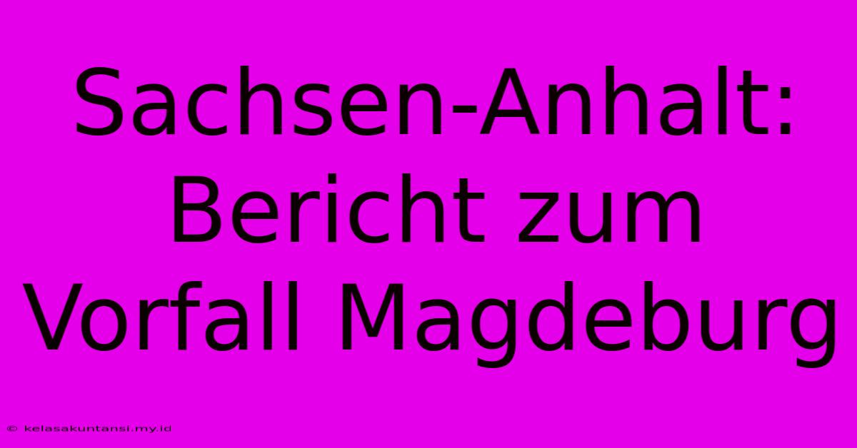 Sachsen-Anhalt: Bericht Zum Vorfall Magdeburg