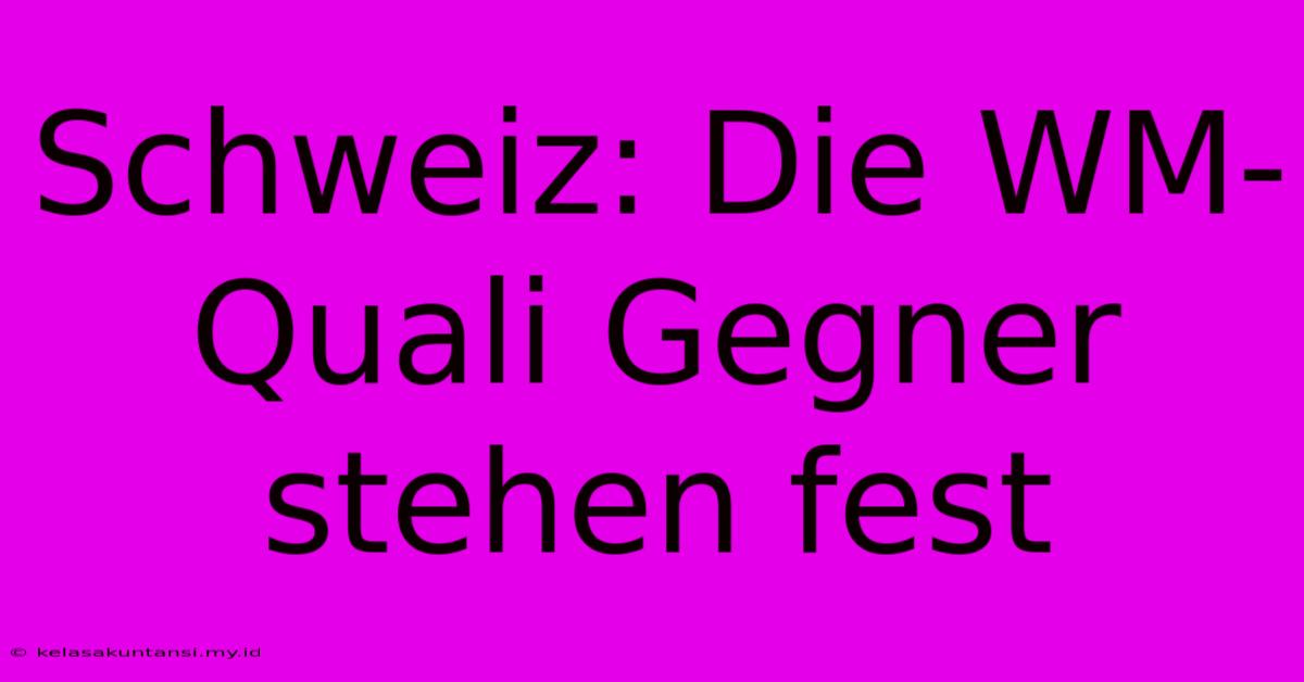 Schweiz: Die WM-Quali Gegner Stehen Fest