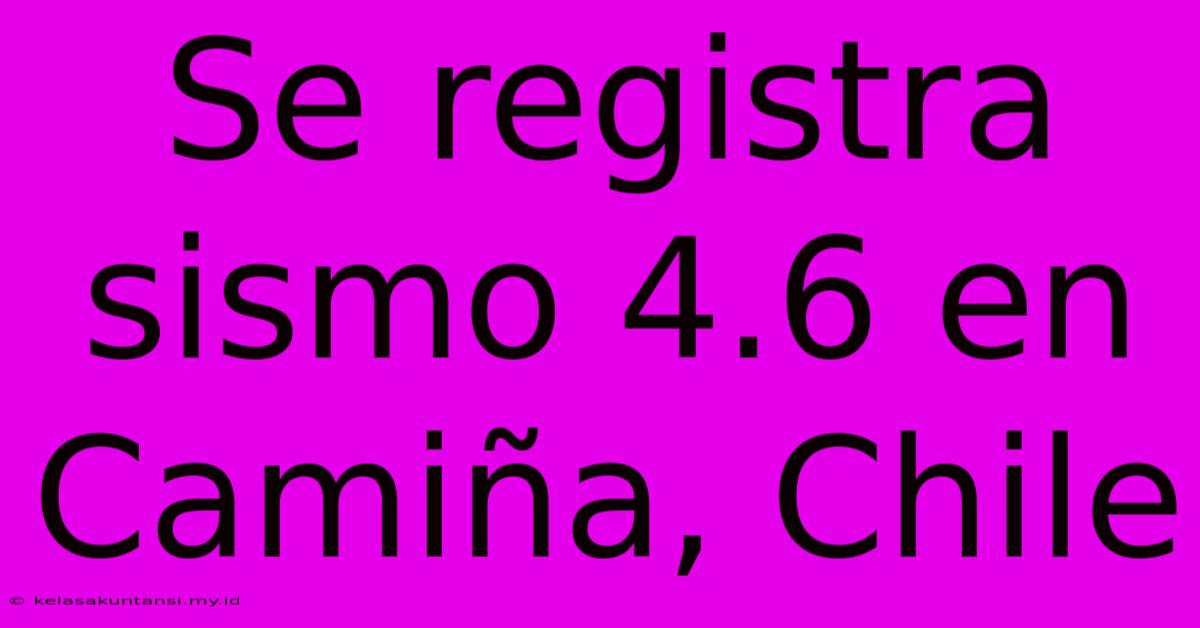 Se Registra Sismo 4.6 En Camiña, Chile