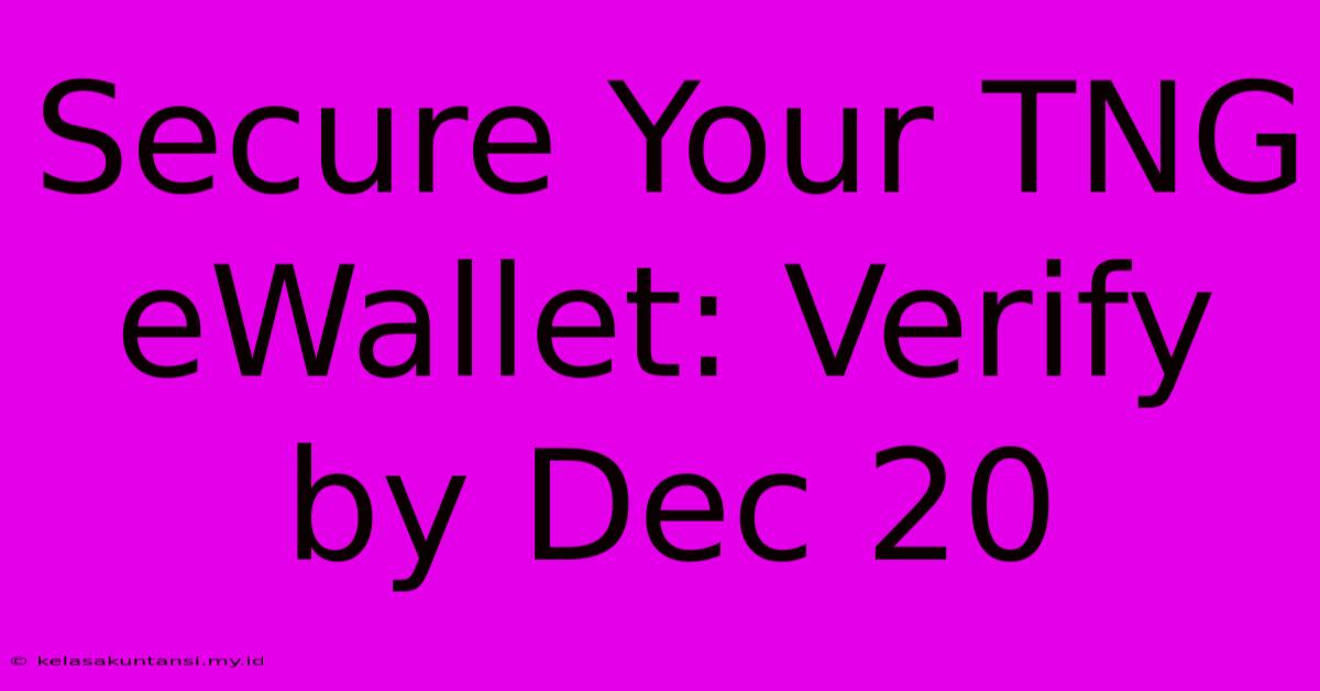 Secure Your TNG EWallet: Verify By Dec 20