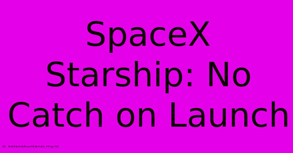 SpaceX Starship: No Catch On Launch