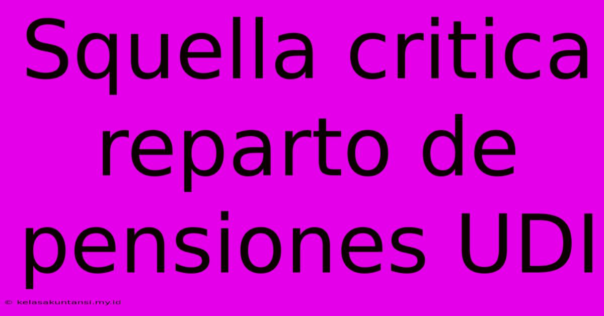 Squella Critica Reparto De Pensiones UDI