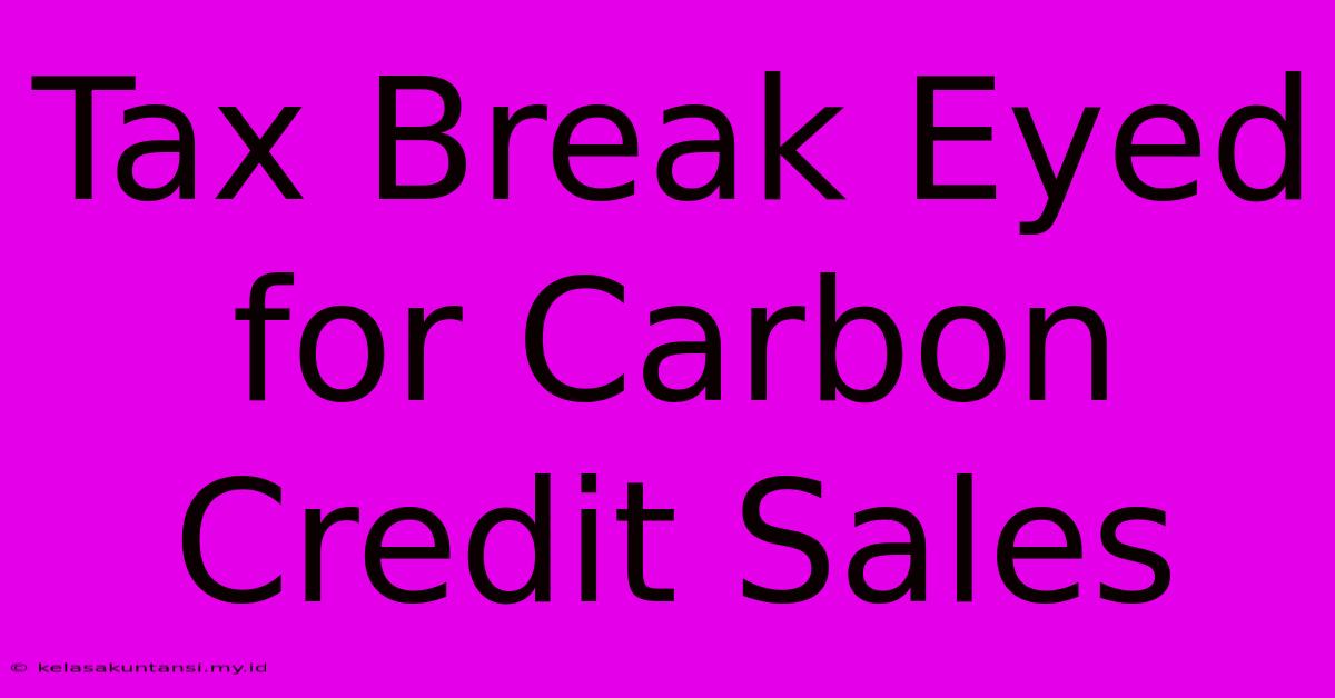 Tax Break Eyed For Carbon Credit Sales