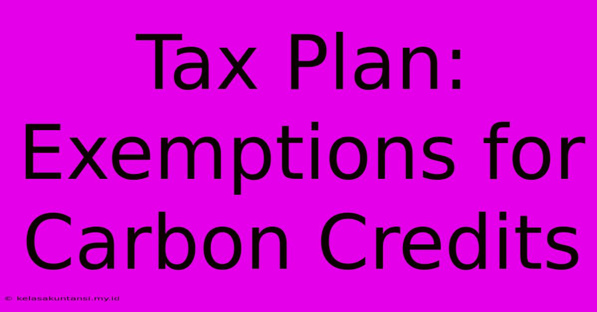 Tax Plan: Exemptions For Carbon Credits