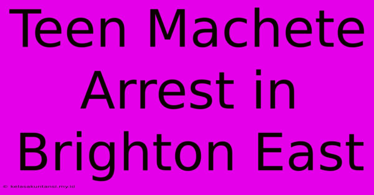 Teen Machete Arrest In Brighton East