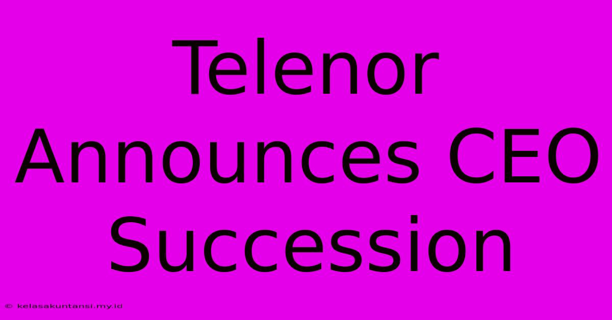 Telenor Announces CEO Succession