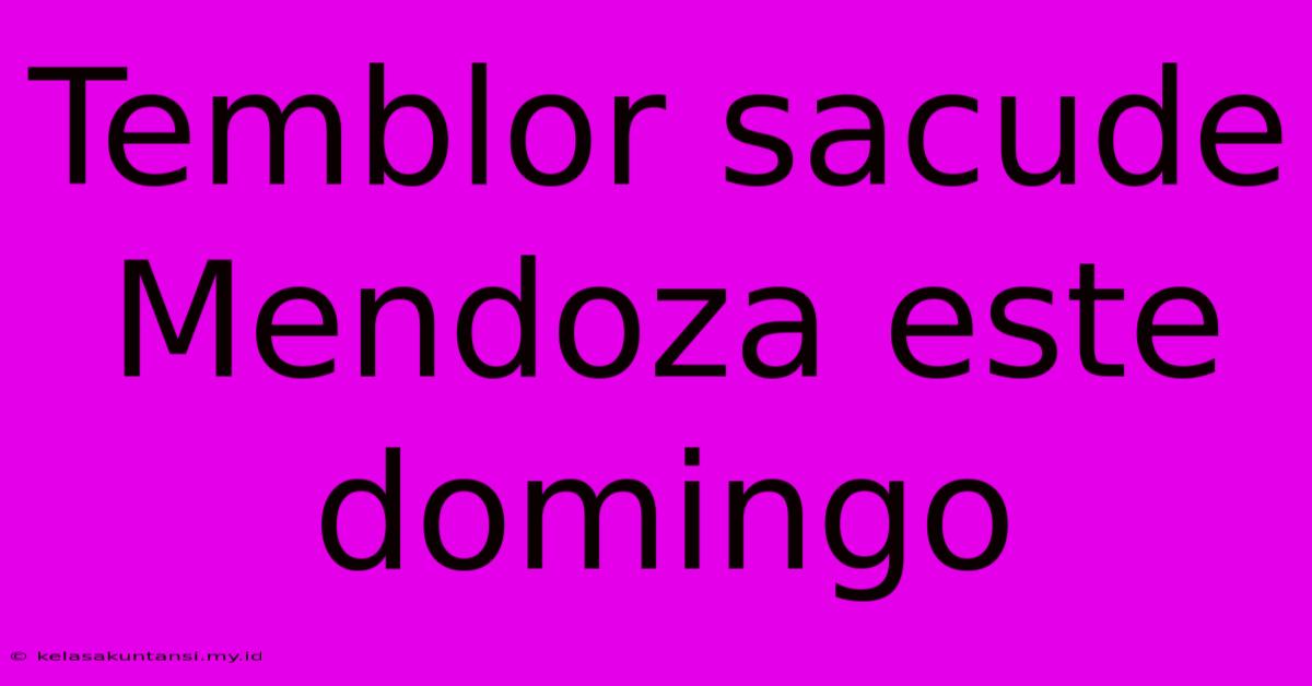 Temblor Sacude Mendoza Este Domingo