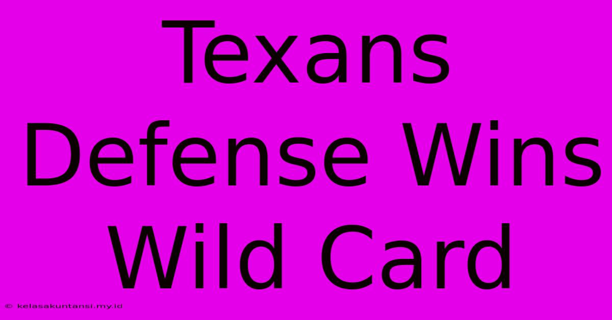 Texans Defense Wins Wild Card