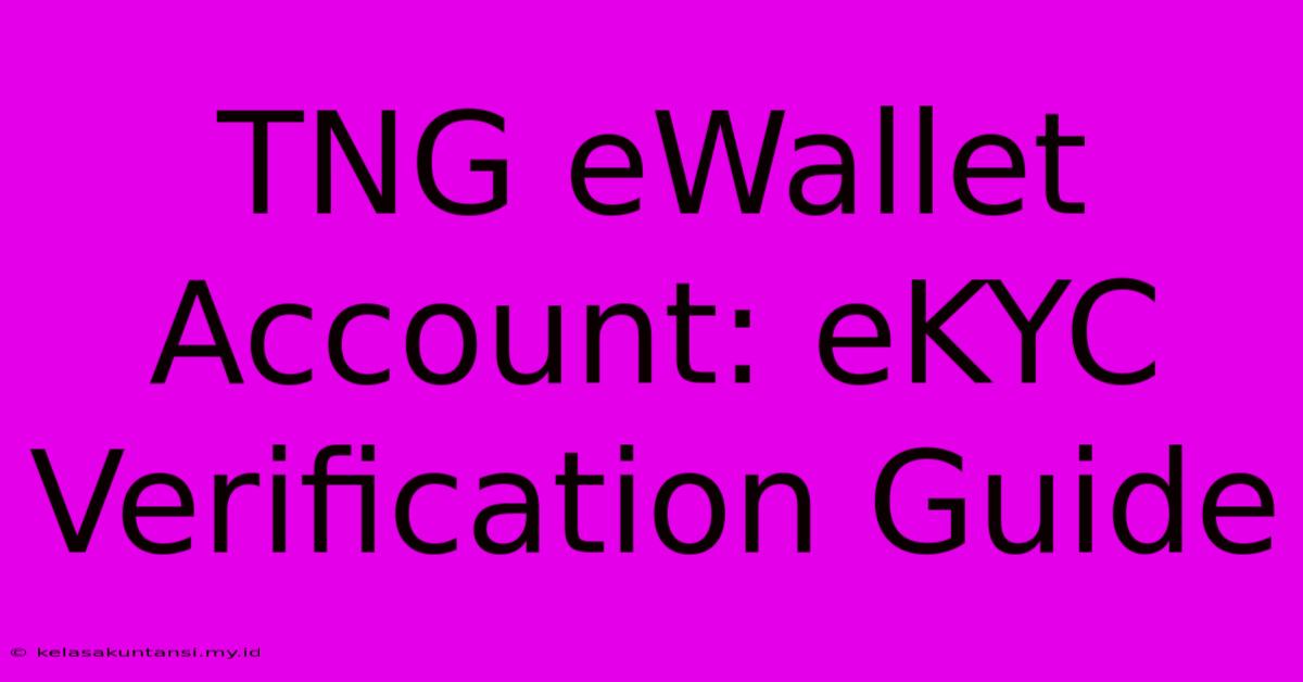 TNG EWallet Account: EKYC Verification Guide